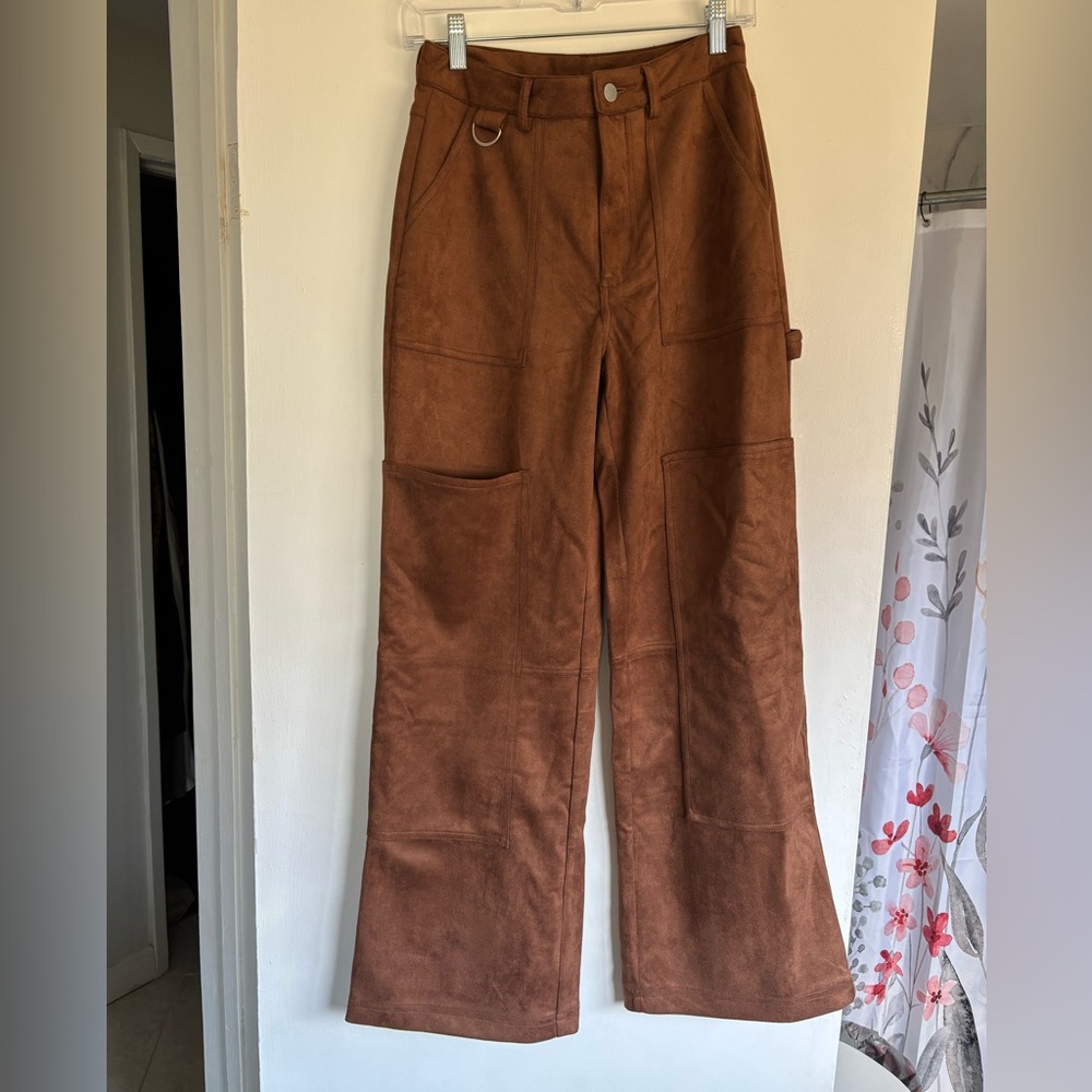 12th tribe tan suede pants size S
